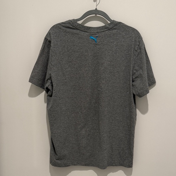 Puma Men's Grey Tee with Blue Logo - Picture 2 of 3